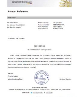 Ecuador Central Bank of Ecuador reference download template file