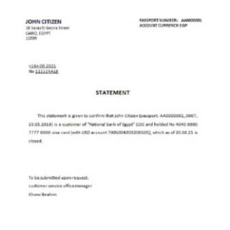 Egypt National Bank of Egypt closure reference download template file