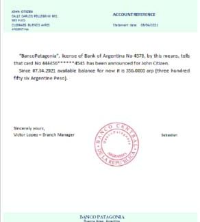 Argentina Bancopatagonia reference download template file