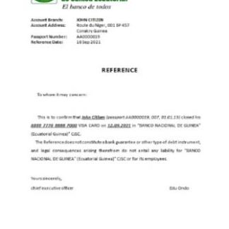 Equatorial Guinea The National Bank closure reference download template file