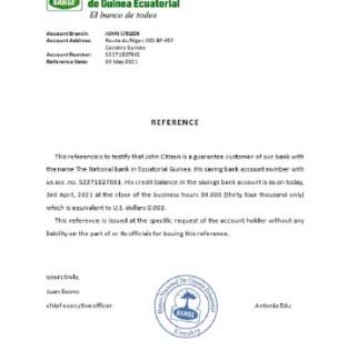 Equatorial Guinea The National Bank reference download template file
