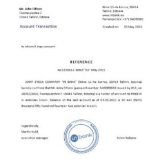 Estonia Inbank reference download template file