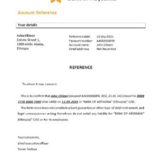 Ethiopia Abyssinia closure reference download template file