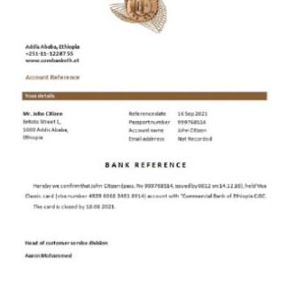 Ethiopia Commercial Bank closure reference download template file