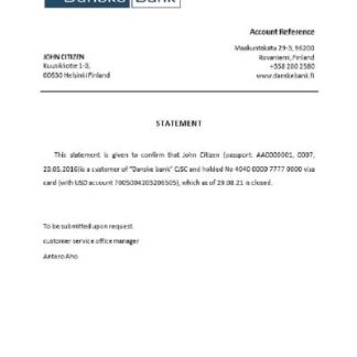 Finland Danske closure reference download template file