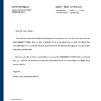 Finland Evli closure reference download template file