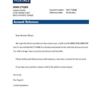 France La Banque Postale closure reference download template file