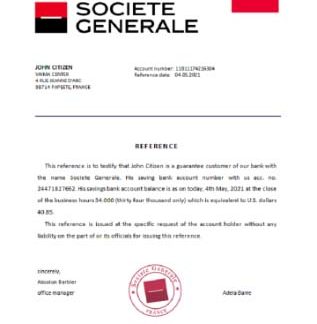 France Société Générale reference download template file