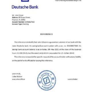 Germany Deutsche bank reference download template file