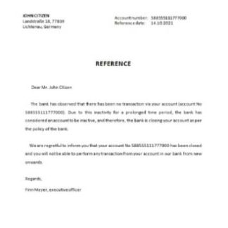 Germany N26 closure reference download template file