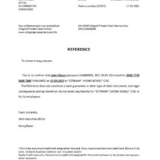Hong Kong Citibank closure reference download template file