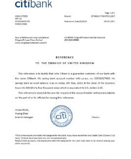 Hong Kong Citibank reference download template file