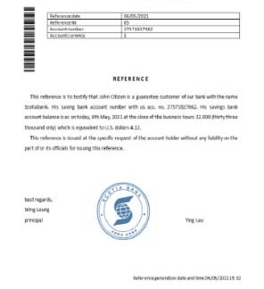 Hong Kong Scotia bank reference download template file