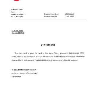Hungary Budapest Bank closure reference download template file