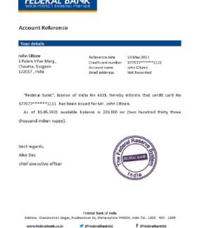 India Federal bank reference download template file