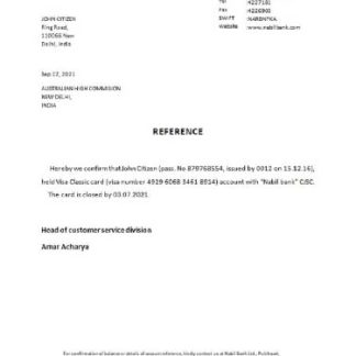 India Nabil bank  closure reference download template file