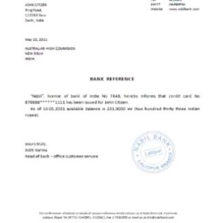 India Nabil bank reference download template file