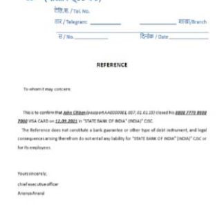 India State Bank of India closure reference download template file