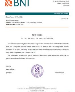 Indonesia Bank Negara reference download template file