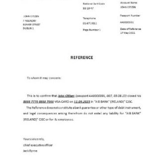 Ireland AIB closure reference download template file