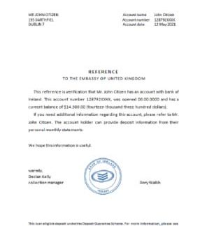 Ireland bank of Ireland reference download template file