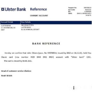 Ireland Ulster bank closure reference download template file