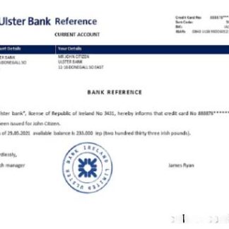 Ireland Ulster bank reference download template file
