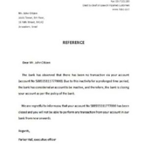 Israel HSBC closure reference download template file