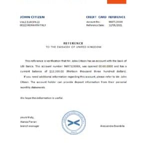 Italy Ubi Banca reference download template file