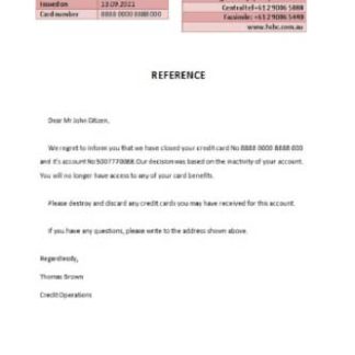 Australia HSBC closure reference download template file