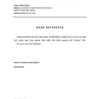 Japan Mizuho closure reference download template file