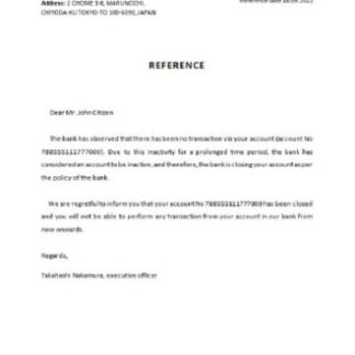 Japan SMBC closure reference download template file