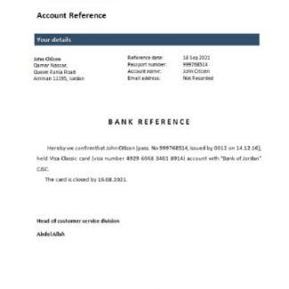 Jordan bank of Jordan closure reference download template file