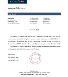Jordan bank of Jordan reference download template file