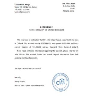 Kenya Citibank reference download template file