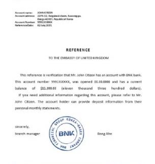 Korea BNK bank reference download template file