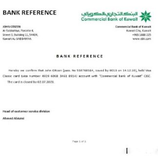 Kuwait Commercial Bank closure reference download template file