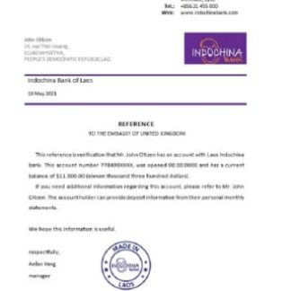 Laos Indochina Bank reference download template file