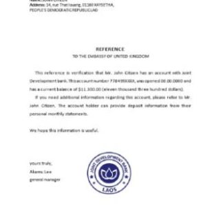 Laos Joint Development Bank reference download template file