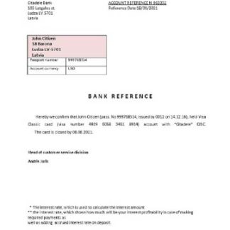 Latvia Citadele bank closure reference download template file