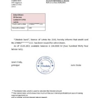Latvia Citadele bank reference download template file