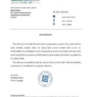 Lebanon Emirates Lebanon bank reference download template file