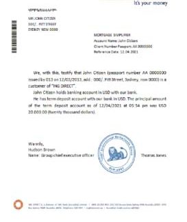 Australia ING direct reference download template file