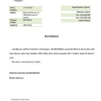 Liberia Central Bank closure reference download template file