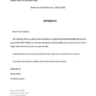 Libya Assaray Bank closure reference download template file