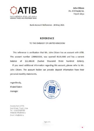 Libya Assaray Bank reference download template file