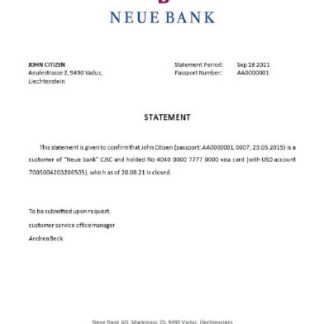 Liechtenstein Neue Bank closure reference download template file