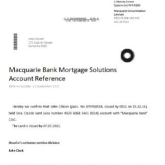 Australia Macquarie closure reference download template file