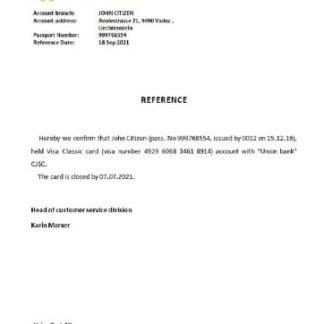 Liechtenstein Union Bank closure reference download template file