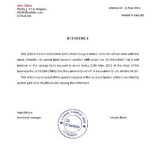 Lithuania Citadele bank reference download template file